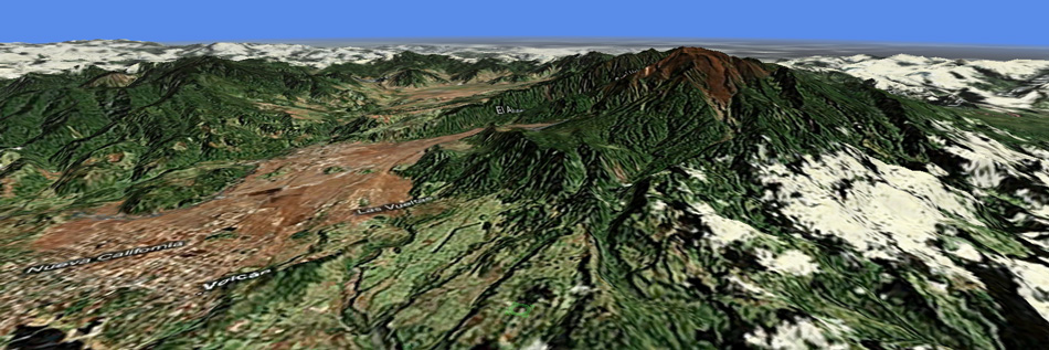 A 3-D image of Volcan Baru, showing the area around Volcan Pacifica. 